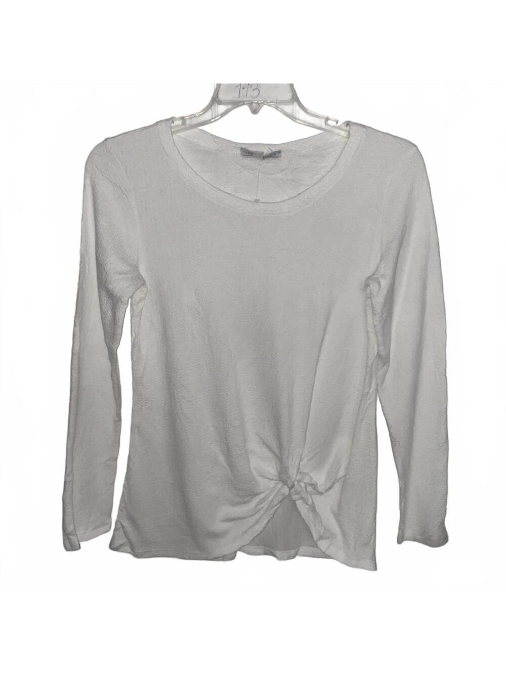 Green Envelope Y2K White Textured Twist Front Long Sleeve Top Size Medium